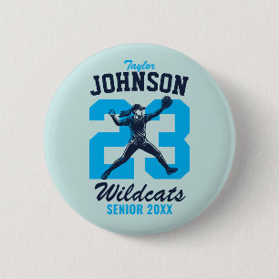 Senior Softball School Sports Girl Baseball Player 6 Cm Round Badge