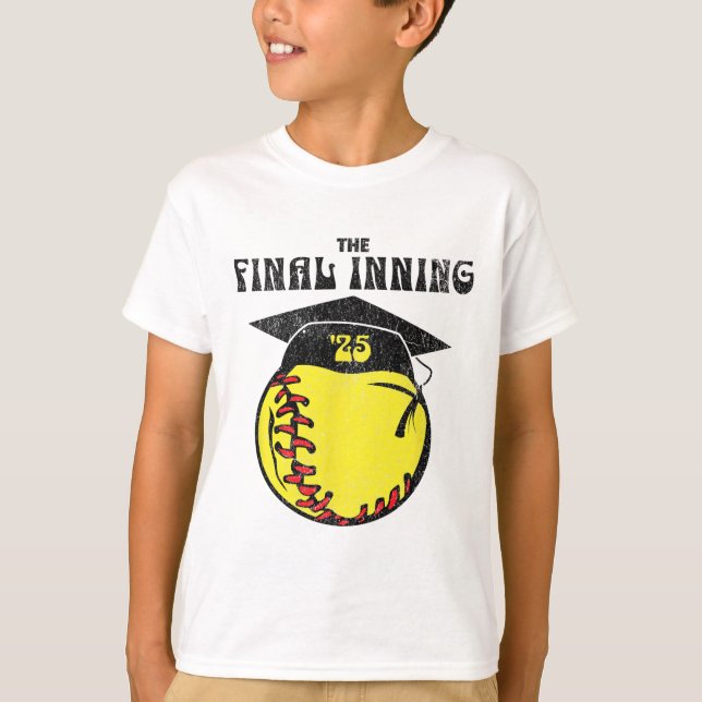 Senior Softll 2025 The Final Inning Distressed Gra T-Shirt (Front)