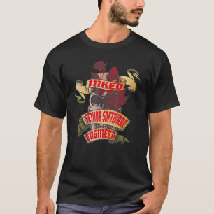 Senior Software Engineer Inked Skull & Red Roses T T-Shirt