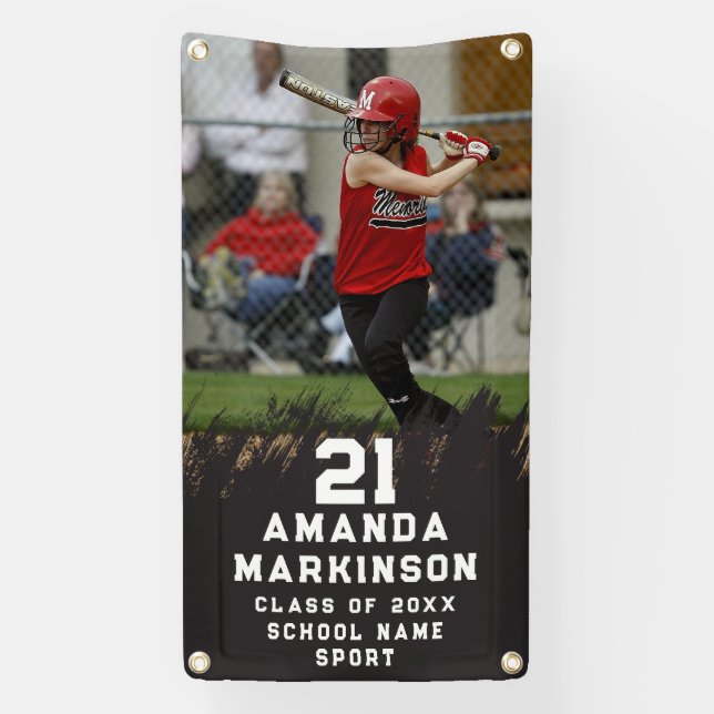 Senior Sport Black Torn Outdoor Banner (Vertical)