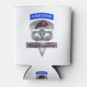 Senior Steel Jump Wings with Airborne Tab & Beret Can Cooler