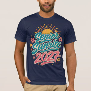 Senior Sunrise 2027 Retro Brush Script Graduation T-Shirt