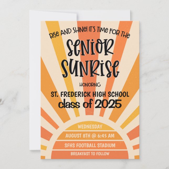 Senior Sunrise High School Senior Week Invitation (Front)