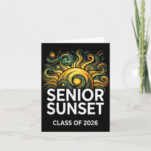 Senior Sunset Retro Graduation Cl 2026 Graphic 2 Card