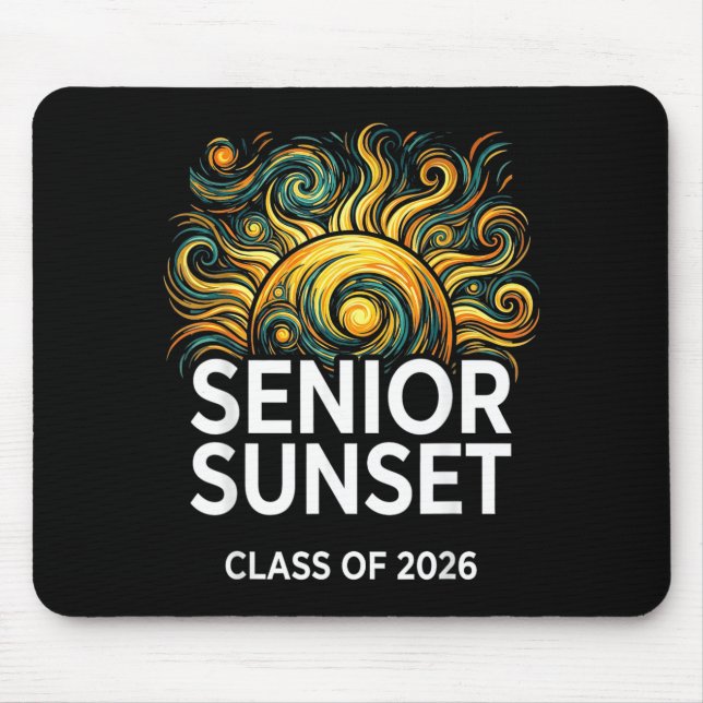 Senior Sunset Retro Graduation Cl 2026 Graphic 2 Mouse Pad (Front)