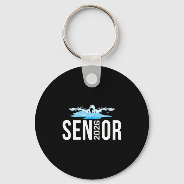 Senior swim team member class of 2026 swimmer key ring (Front)