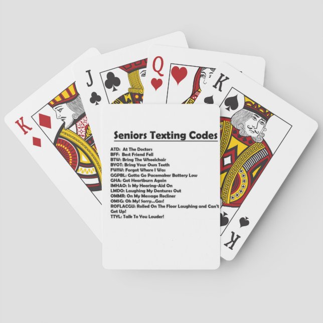 **SENIOR TEXTING FUN** PLAYING CARDS (Back)