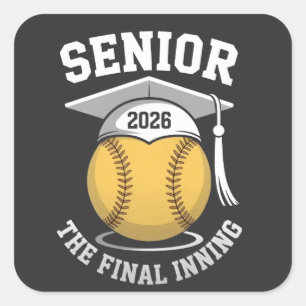 Senior The Final Inning 2026 Softball Graduation  Square Sticker