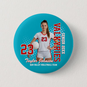 Senior Volleyball Player Custom Photo Sports Team 6 Cm Round Badge