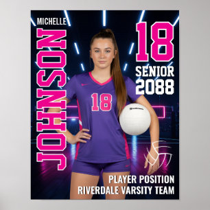 Senior Volleyball Player Personalized Photo Sports Poster