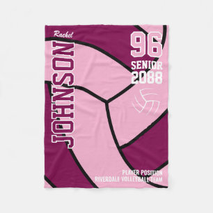 Senior Volleyball Team Gift Custom Color  Fleece Blanket