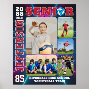 Senior Volleyball Team Sports Player Photo Collage Poster