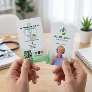 Senior Wellness Therapy   Modern Green Potrait Business Card