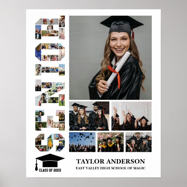 Senior Year Graduation Day Word Photo Collage Poster (Front)