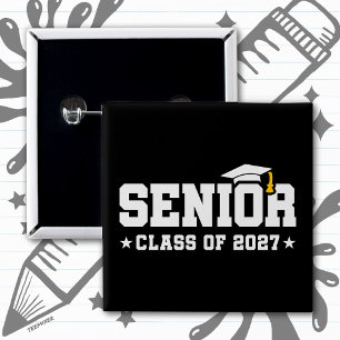 Senior Year Graduation School Pride Class of 2027 15 Cm Square Badge
