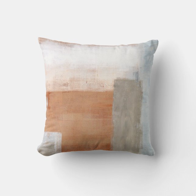'Seniority' Grey and Brown Abstract Art Pillow (Front)