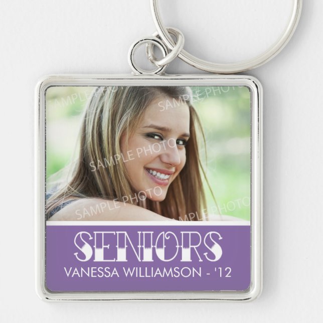 SENIORS Custom Graduation Keychain Gift (purple) (Front)