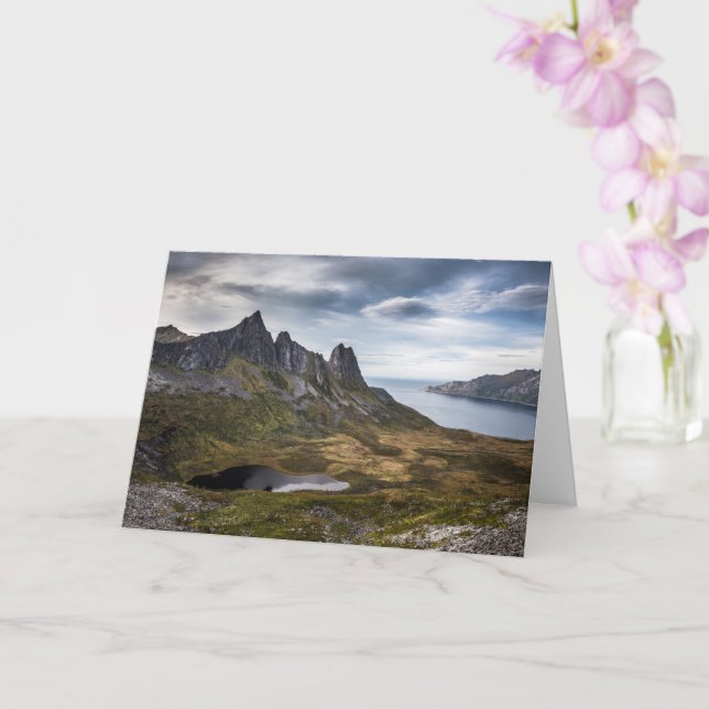 Senja Island Norway Landscape photo Card (Orchid)