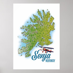 Senja Noway island map Poster