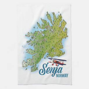Senja Noway island map Tea Towel