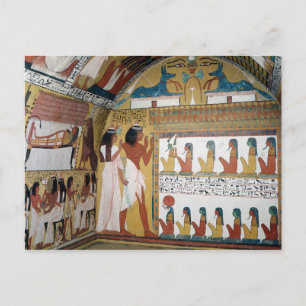 Sennedjem and his wife facing a naos postcard