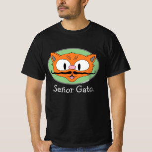 Señor Gato™ Cartoon Moustache Cat Face T-Shirt