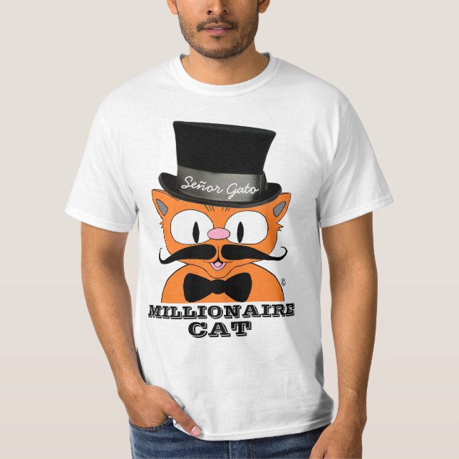 Señor Gato Millionaire Moustache Cat with Bow Tie T-Shirt (Front)
