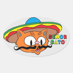 senor gato oval sticker