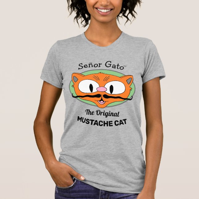 Señor Gato™ the Original Moustache Cat Cartoon Cat T-Shirt (Front)
