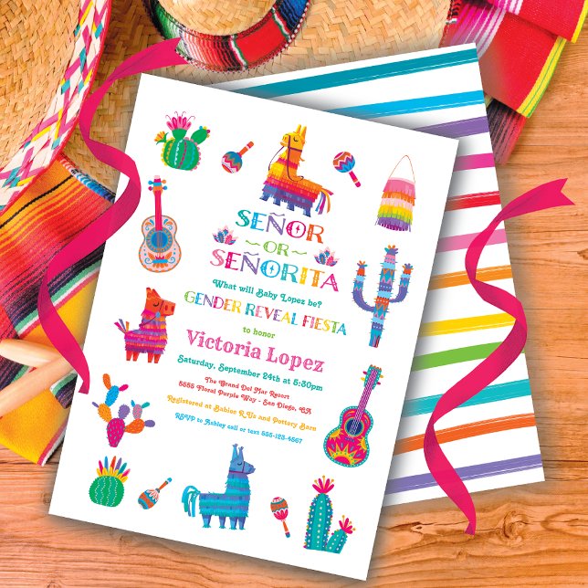 Señor or Señorita Gender Reveal Fiesta Baby Shower Invitation (Creator Uploaded)