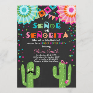 Señor Or Señorita Gender reveal invitation Fiesta