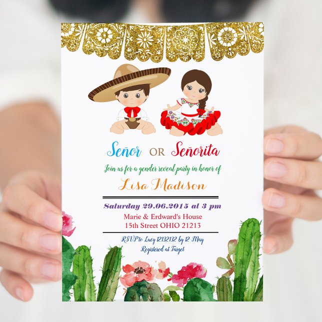 Señor Or Señorita Gender reveal invitation Fiesta (Creator Uploaded)