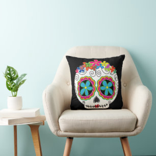 Señorita Calavera Day of the Dead Sugar Skull Cushion