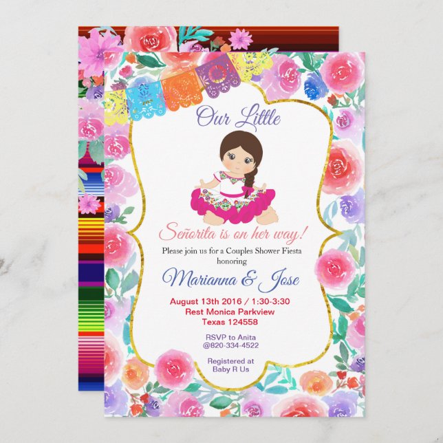 Senorita Fiesta Couple Shower Party Invitation (Front/Back)