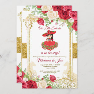 Senorita Red Roses Fiesta Couple Shower   Invitation