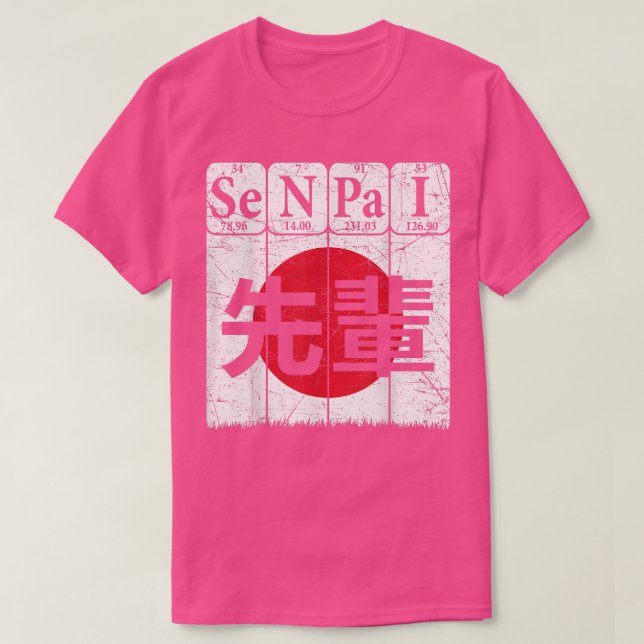 Senpai Periodic Table Elements Kanji Japanese Flag T-Shirt (Design Front)