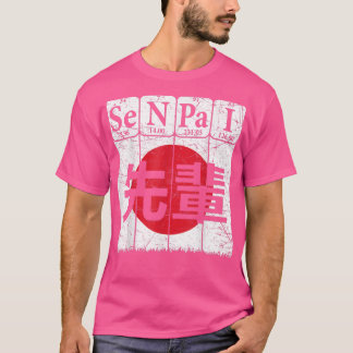 Senpai Periodic Table Elements Kanji Japanese Flag T-Shirt