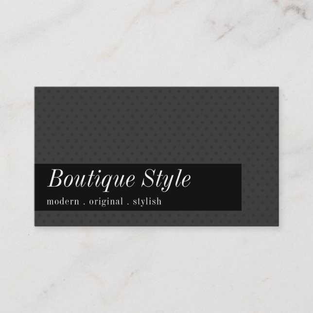 SENSATIONAL DESIGNER simple polka dot grey black Business Card (Front)