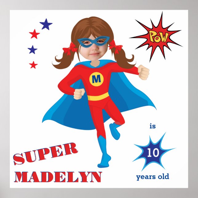 Sensational Girl Superhero Birthday Fantastic Poster (Front)