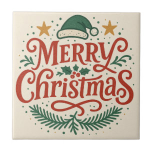 Sensational Merry Christmas typography Tile