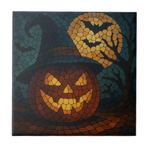 Sensational Mosaic Pumpkin Halloween Tile