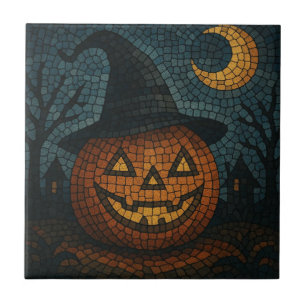 Sensational Mosaic Pumpkin Halloween Tile