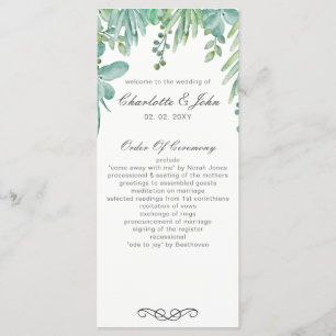 Sensational Succulents Wedding Programs Programme