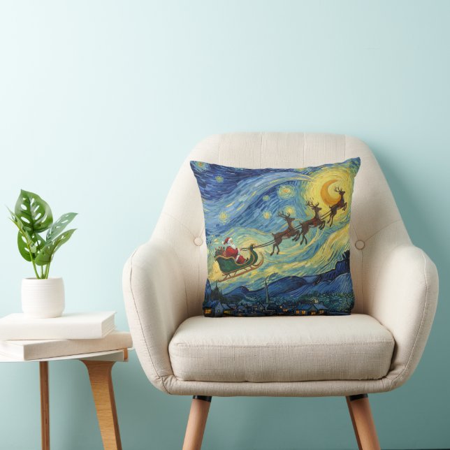 Sensational Van Gogh-esque Santa Rudolph Cushion (Chair)