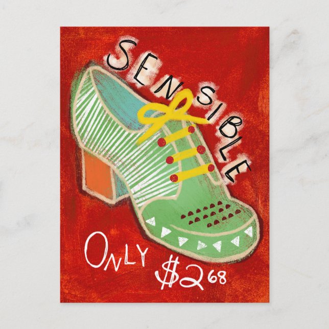 Sensible Oxford Shoes Postcard - Colourful Fashion (Front)