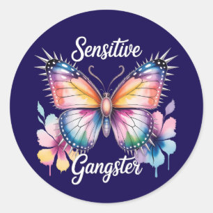 Sensitive Gangster Watercolor Butterfly With Spike Classic Round Sticker