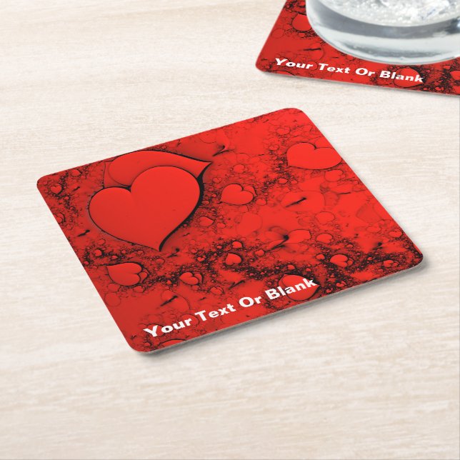 Sensitive Hearts Square Paper Coaster (Angled)