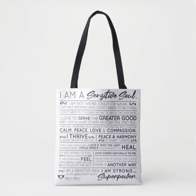 Sensitive Soul Empowerment Tote B/W Bag (Front)