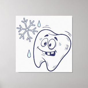 Sensitive Tooth Cartoon – Cold Tooth Pain Canvas A Print