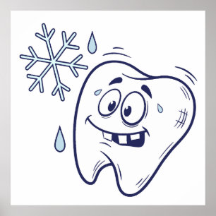 Sensitive Tooth Cartoon – Cold Tooth Pain Poster